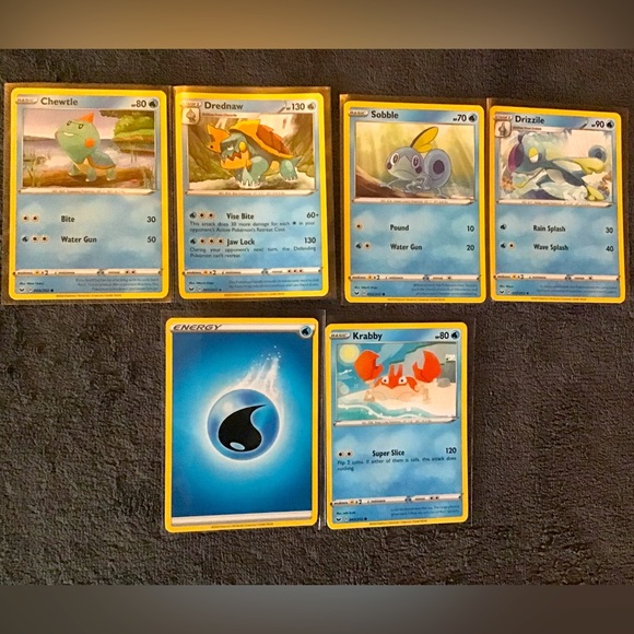 Pokémon Card Set-of 6 Pokémon card Water Type with Energy - Picture 1 of 2